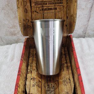 Collectible Engraved Marlboro Pint Steel Cup Tobacco Advertising Promo With Box